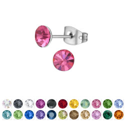 6mm Stud Earrings with Swarovski Crystals Birthstone Stud Earrings