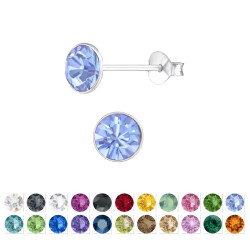 6mm Stud Earrings with Swarovski Crystals Birthstone Stud Earrings