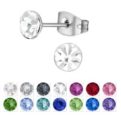 6mm Stud Earrings with Swarovski Crystals Birthstone Stud Earrings