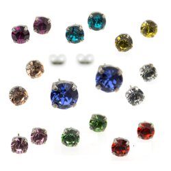 8mm Ohrstecker mit Swarovski Kristallen – Brillantschliff, viele Farben