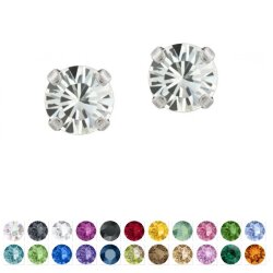 8mm Ohrstecker mit Swarovski Kristallen – Brillantschliff, viele Farben
