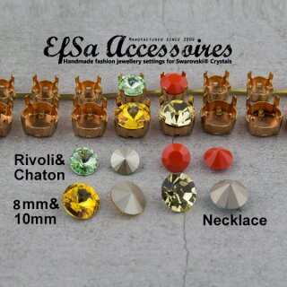 Roh Messing Ketten Fassung für 8 mm Chatons Swarovski Stein und 1122, ss47 (10 mm)