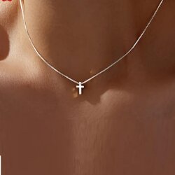 Silver Cross Necklace Stainless Steel, Waterproof...