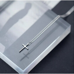 Silver Cross Necklace Stainless Steel, Waterproof Religious Pendant for Women & Men, Minimalist Cross Jewelry, Classic Everyday Gift