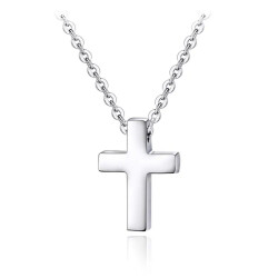 Silver Cross Necklace Stainless Steel, Waterproof Religious Pendant for Women & Men, Minimalist Cross Jewelry, Classic Everyday Gift