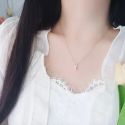 Silver Cross Necklace Stainless Steel, Waterproof Religious Pendant for Women & Men, Minimalist Cross Jewelry, Classic Everyday Gift