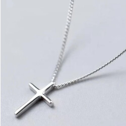 Silver Cross Necklace Stainless Steel, Waterproof Religious Pendant for Women & Men, Minimalist Cross Jewelry, Classic Everyday Gift