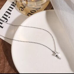 Unisex Minimalist Cross Necklace – Silver-Plated Stainless Steel, Water-Resistant, Hypoallergenic & Durable