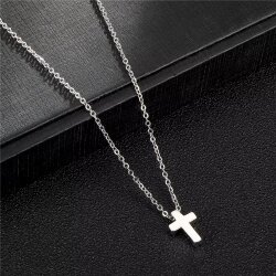 Unisex minimalistic Silber-plated cross pendant necklace – waterproof and elegant jewelry for women and men
