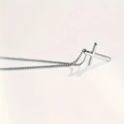 Unisex minimalistic Silber-plated cross pendant necklace – waterproof and elegant jewelry for women and men