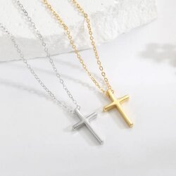 Unisex minimalistic Silber-plated cross pendant necklace – waterproof and elegant jewelry for women and men