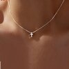 Silver Cross Necklace Stainless Steel, Waterproof Religious Pendant for Women & Men, Minimalist Cross Jewelry, Classic Everyday Gift