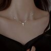 Unisex minimalistic Silber-plated cross pendant necklace – waterproof and elegant jewelry for women and men