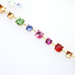 1 m Rohmessing Kesselketten mit Fassungen für 6 mm & 8 mm Chatons – Passend für Rivoli Swarovski Kristalle