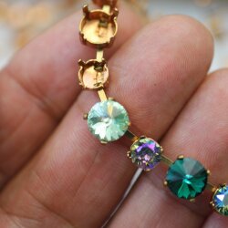 1 m Rohmessing Kesselketten mit Fassungen für 6 mm & 8 mm Chatons – Passend für Rivoli Swarovski Kristalle