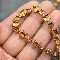 1 m Rohmessing Kesselketten mit Fassungen für 6 mm & 8 mm Chatons – Passend für Rivoli Swarovski Kristalle