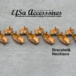 50 cm Rohmessing Kessel Ketten- und Armbandfassungen für Navette Swarovski Kristalle 10x5 mm und 15x7 mm