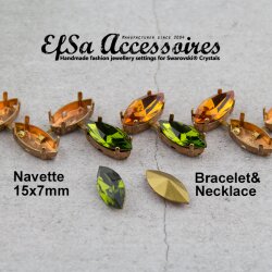 50 cm Rohmessing Kessel Ketten- und Armbandfassungen für Navette Swarovski Kristalle 15x7 mm