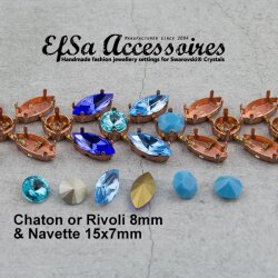 50 cm Rohmessing Kessel Ketten- und Armbandfassungen für Navette Swarovski Kristalle 15x7 mm und 8 mm