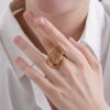 Modern Wave Ring | Adjustable Gold Tone Womens Ring | Chic Design, Minimalist Open Ring - Trendy Metal Jewelry for Her