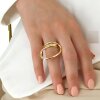 Modern Wave Ring | Adjustable Gold Tone Womens Ring | Chic Design, Minimalist Open Ring - Trendy Metal Jewelry for Her