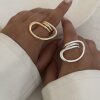 Modern Wave Ring | Adjustable Gold Tone Womens Ring | Chic Design, Minimalist Open Ring - Trendy Metal Jewelry for Her