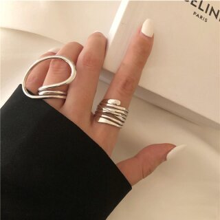 2Pcs Set Womens Rings | Bold Geometric Line Design | Statement Fashion Jewelry for Parties and Everyday Wear