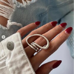 2Pcs Set Womens Rings | Bold Geometric Line Design | Statement Fashion Jewelry for Parties and Everyday Wear