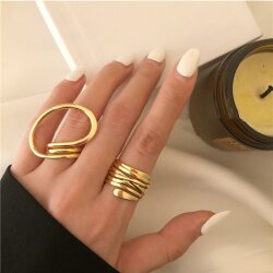 2er Set Gold Damenringe | Schlichte &...