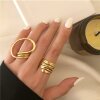 2er Set Gold Damenringe | Schlichte & künstlerische Linienführung | Extravaganter Modeschmuck