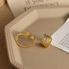 2er Set Gold Damenringe | Schlichte & künstlerische Linienführung | Extravaganter Modeschmuck