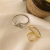 2er Set Gold Damenringe | Schlichte & künstlerische Linienführung | Extravaganter Modeschmuck