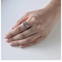 Verstellbarer Silber Ring | Breiter Geflochtener Ring