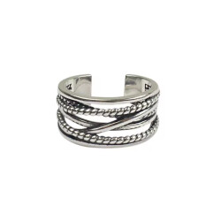 Verstellbarer Silber Ring | Breiter Geflochtener Ring