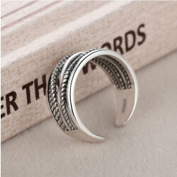 Verstellbarer Silber Ring | Breiter Geflochtener Ring