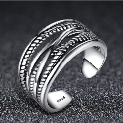 Verstellbarer Silber Ring | Breiter Geflochtener Ring