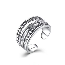 Verstellbarer Silber Ring | Breiter Geflochtener Ring