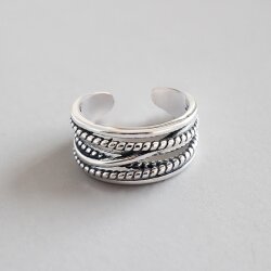 Verstellbarer Silber Ring | Breiter Geflochtener Ring