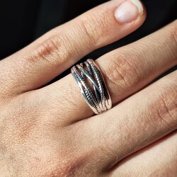 Verstellbarer Silber Ring | Breiter Geflochtener Ring