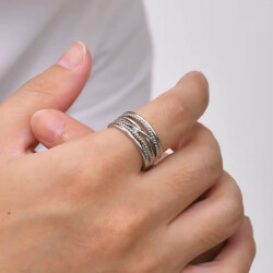 Verstellbarer Silber Ring | Breiter Geflochtener Ring
