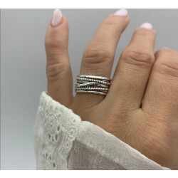 Verstellbarer Silber Ring | Breiter Geflochtener Ring
