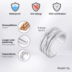 Verstellbarer Silber Ring | Breiter Geflochtener Ring
