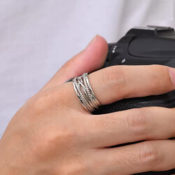 Verstellbarer Silber Ring | Breiter Geflochtener Ring