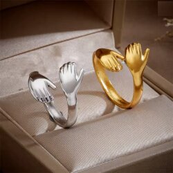 Wasserfester Verstellbarer Umarmungsring aus Edelstahl für Damen & Herren (Gold & Silber)