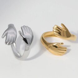 Wasserfester Verstellbarer Umarmungsring aus Edelstahl für Damen & Herren (Gold & Silber)