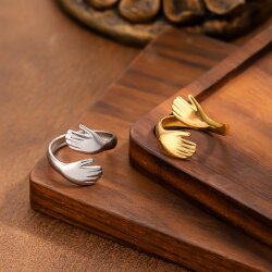 Wasserfester Verstellbarer Umarmungsring aus Edelstahl für Damen & Herren (Gold & Silber)