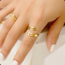 Edelstahl Hoffnung Ring - Wasserdicht Kreuz Verstellbar...