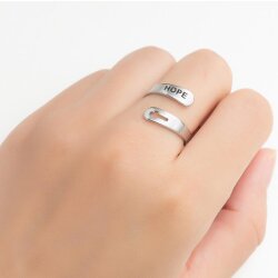 Stainless Steel Hope Ring - Waterproof Christian Cross Adjustable Band Jewelry