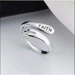 Wasserfester Edelstahl "Glaube" Ring – Kreuzring für Damen & Herren