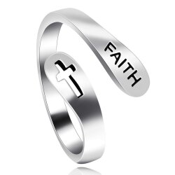 Wasserfester Edelstahl "Glaube" Ring – Kreuzring für Damen & Herren